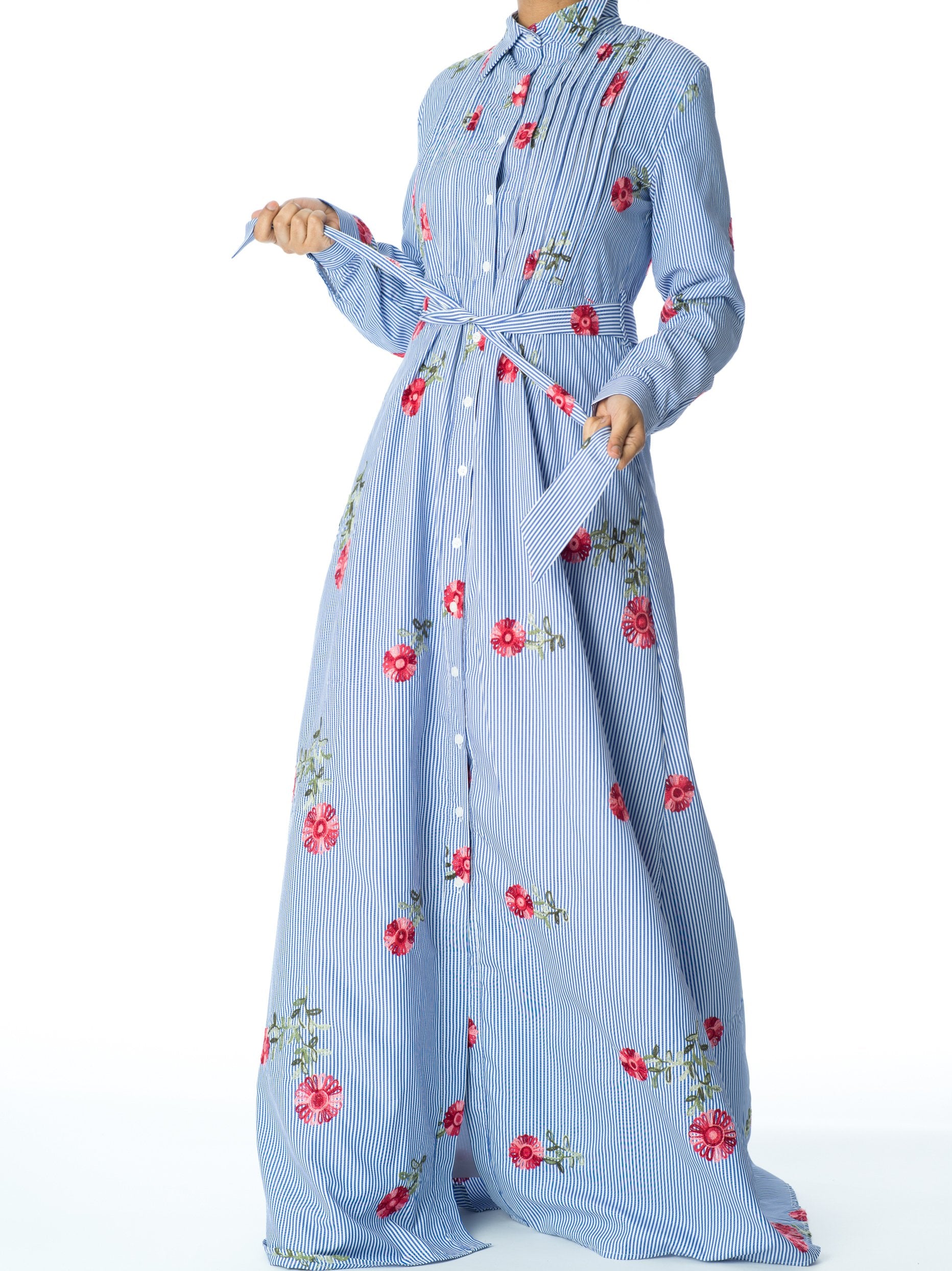 Flower printed maxi button down dress Kabayare
