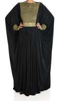 Gold Drops Butterfly Jersey Abaya Kabayare