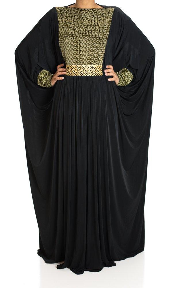 Gold Drops Butterfly Jersey Abaya Kabayare