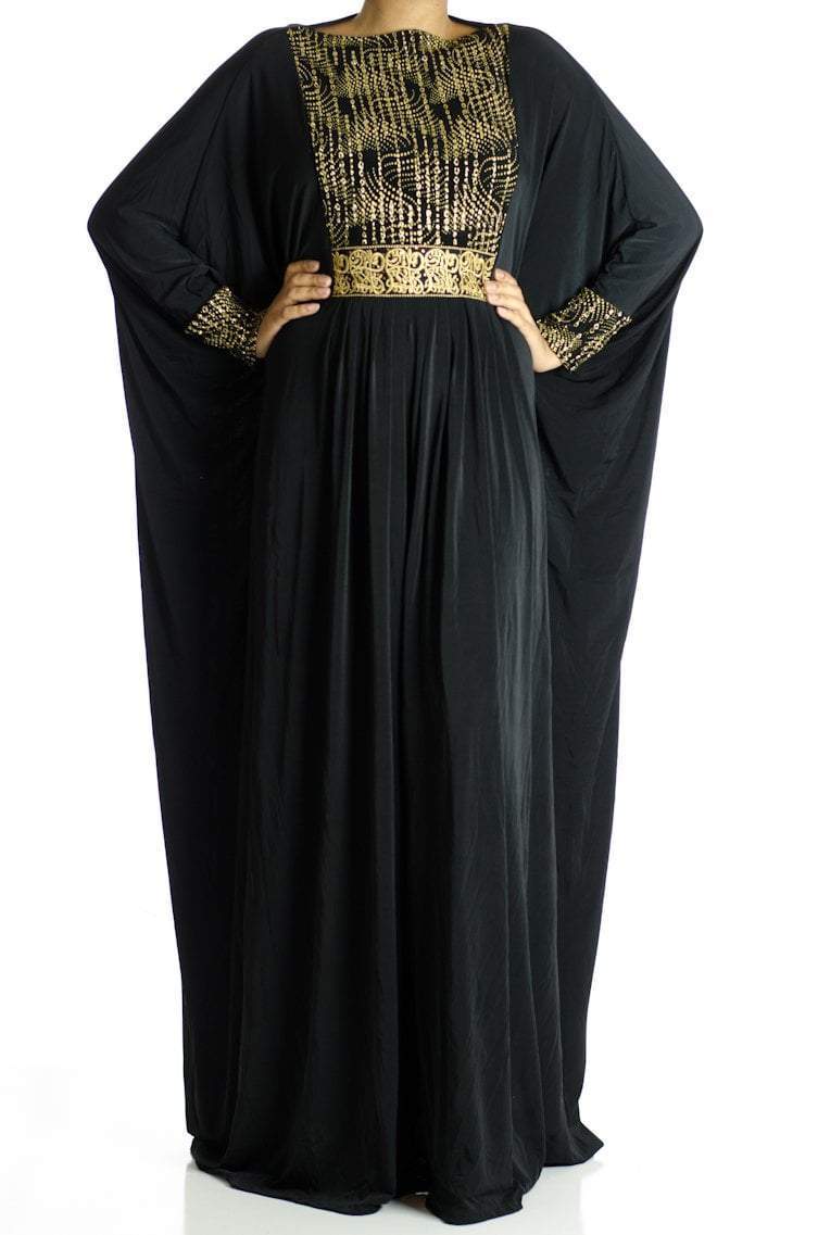 Gold Mirage Butterfly Jersey Abaya Kabayare
