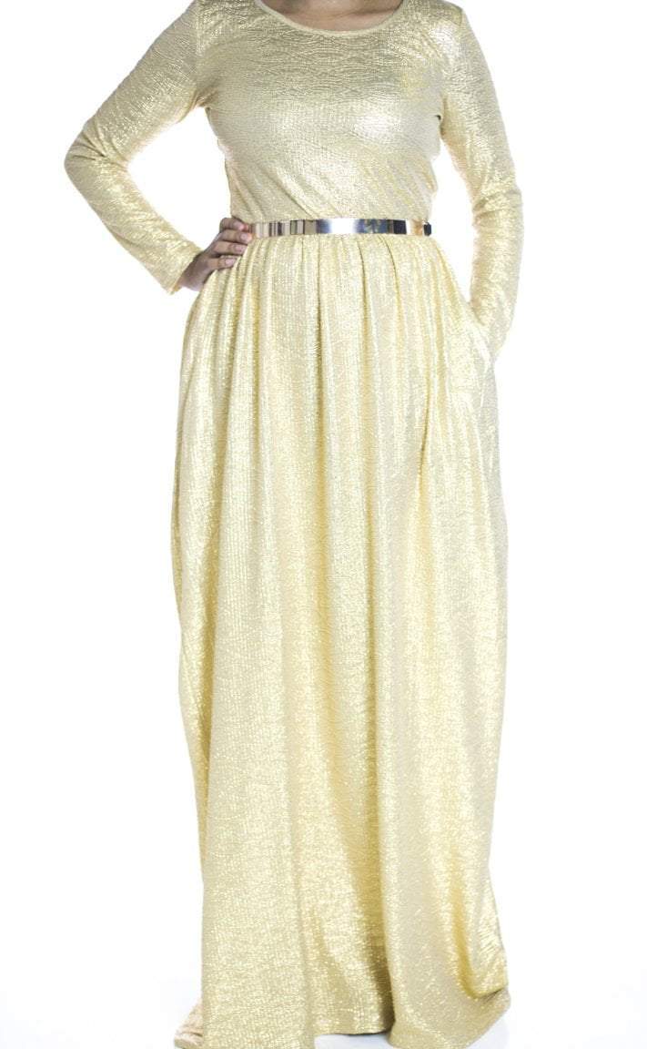 Gold Shinny textured dress Kabayare