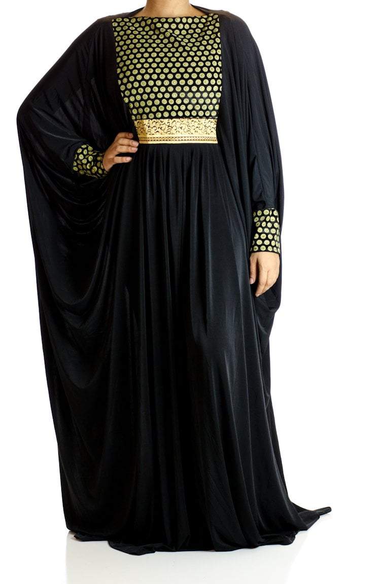 Golden Dots  Butterfly Jersey Abaya Kabayare