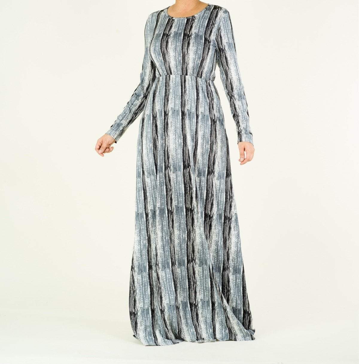 Gray Abstract Maxi Print Dress Kabayare