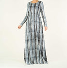 Gray Abstract Maxi Print Dress Kabayare