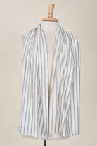 Gray and White Stripe Cotton Hijab Kabayare