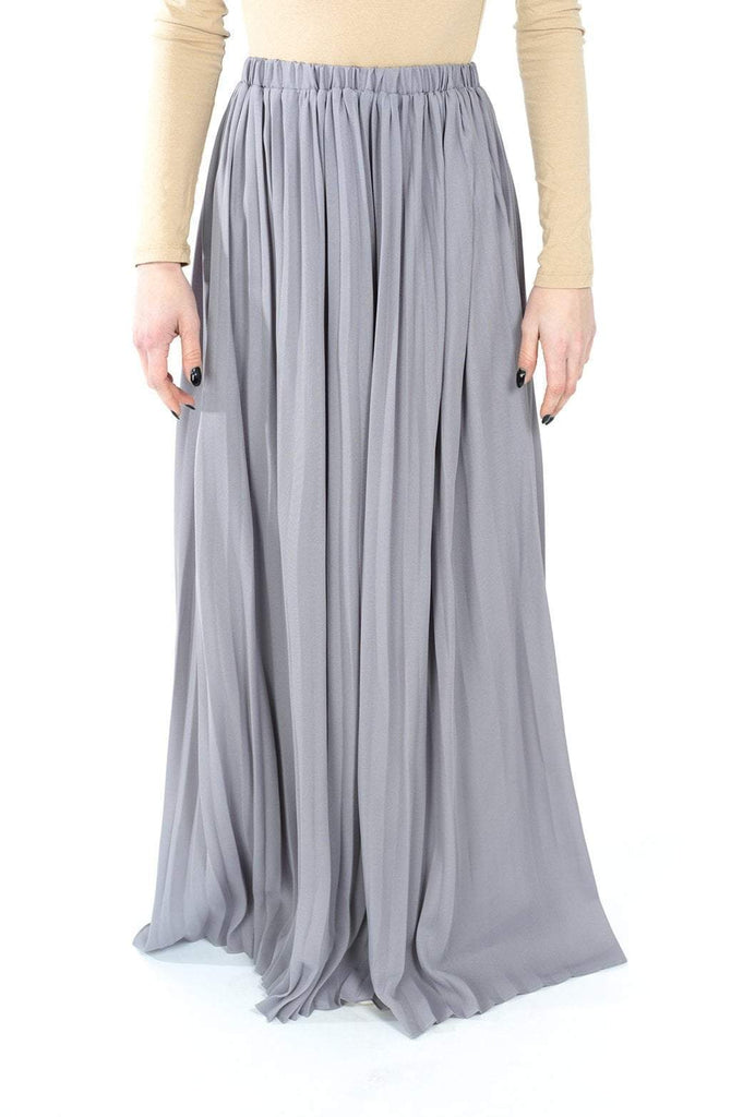 Gray chiffon pleated Maxi Skirt Kabayare