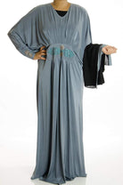 Gray circles Butterfly Jersey Abaya Kabayare