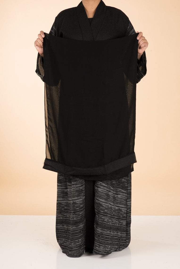 Gray Modern linen Kimono Abaya Kabayare