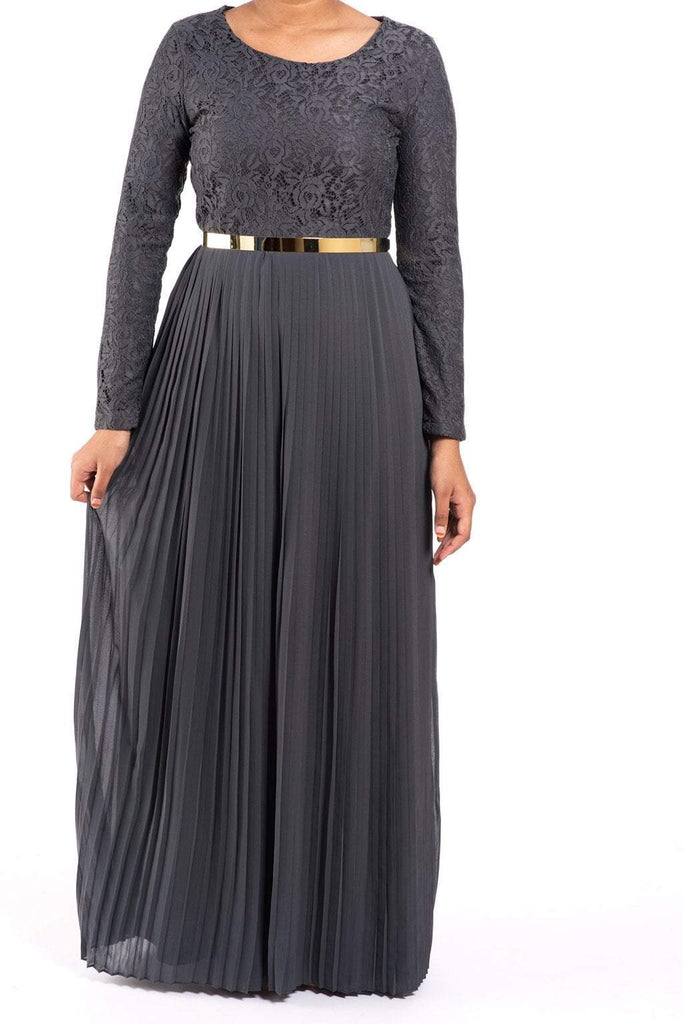 Gray Naveera Pleated Maxi Dress Kabayare