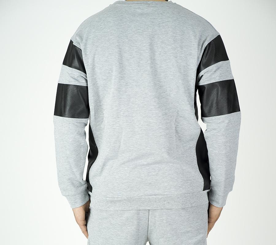 Gray Pullover Leather detail Sweater Set - Men Kabayare