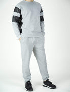 Gray Pullover Leather detail Sweater Set - Men Kabayare