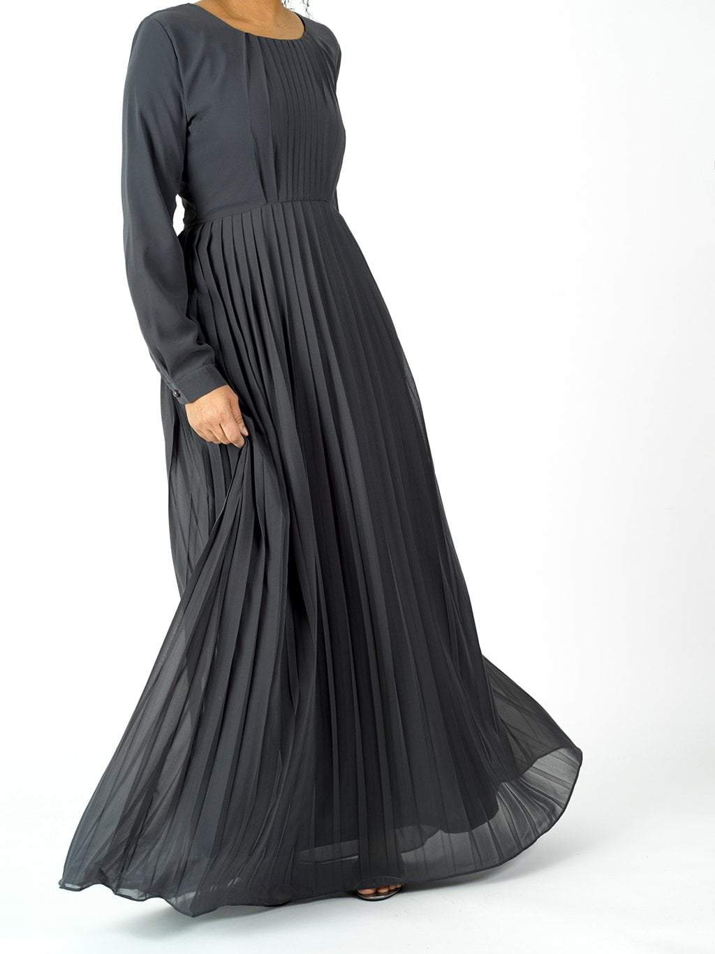Gray signature chiffon dress Kabayare