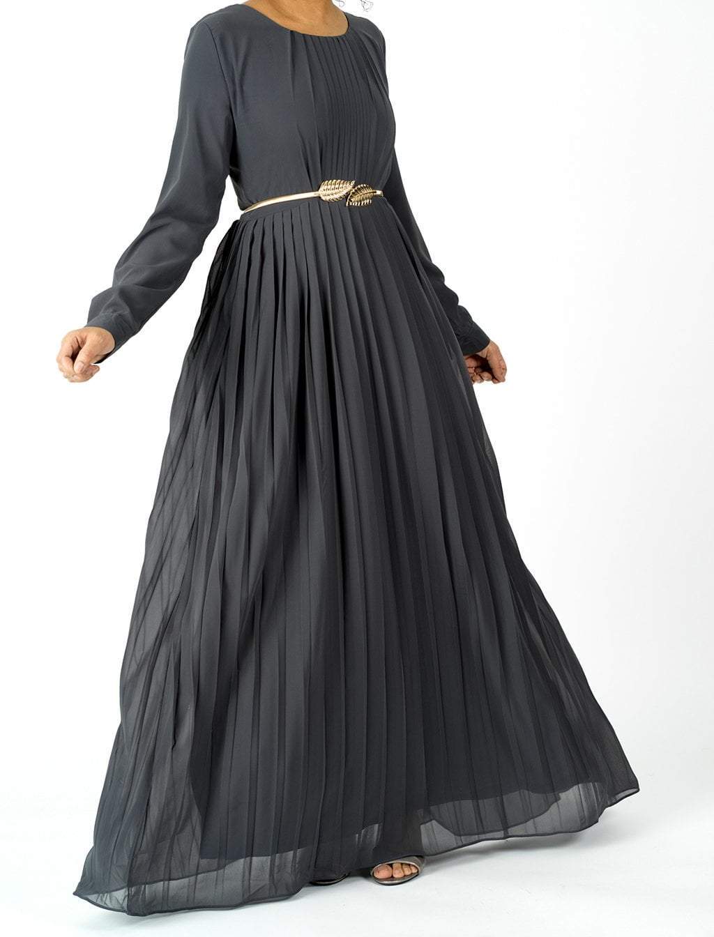 Gray signature chiffon dress Kabayare