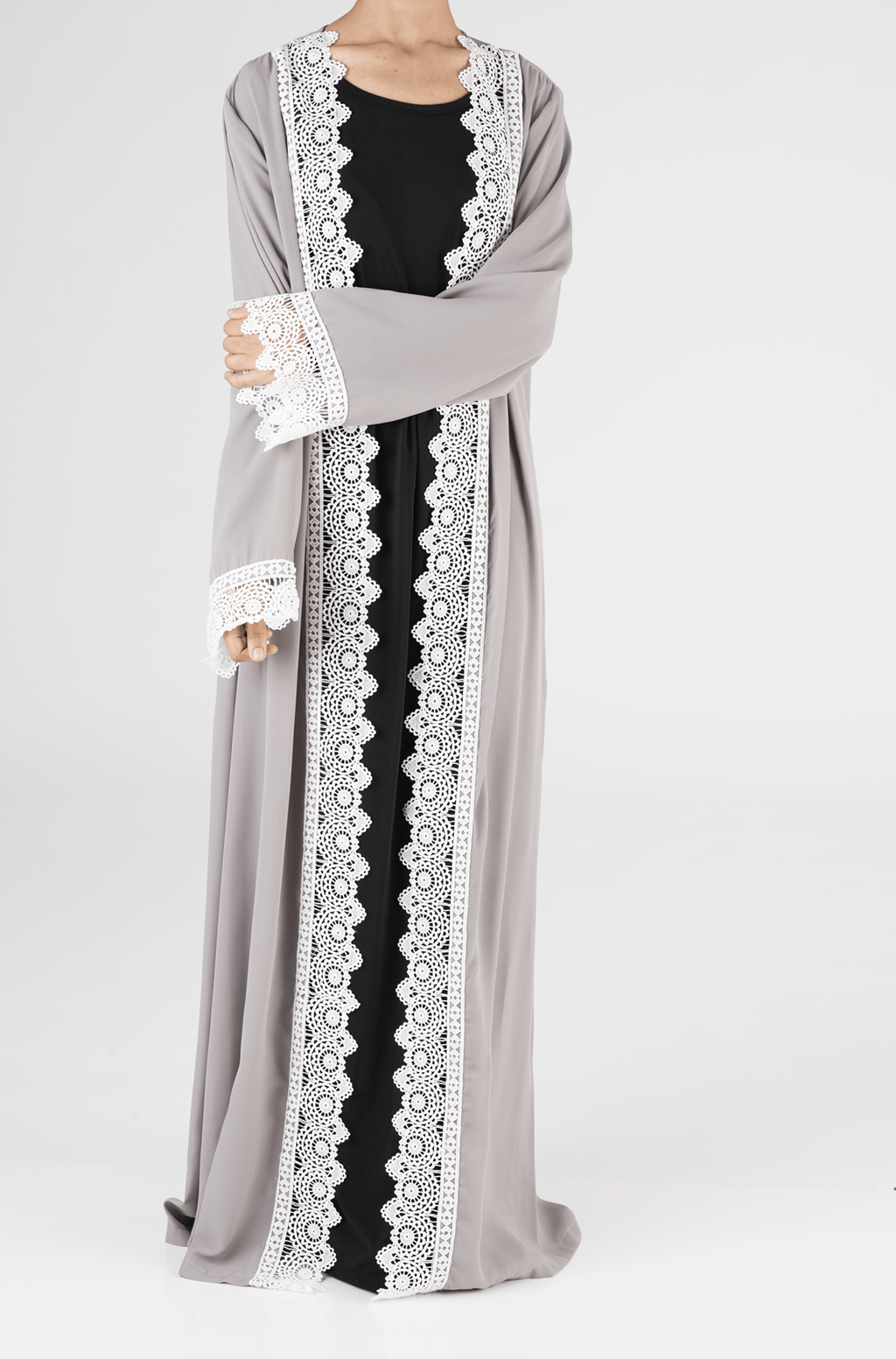 Gray sophisticated lace Kimono Kabayare