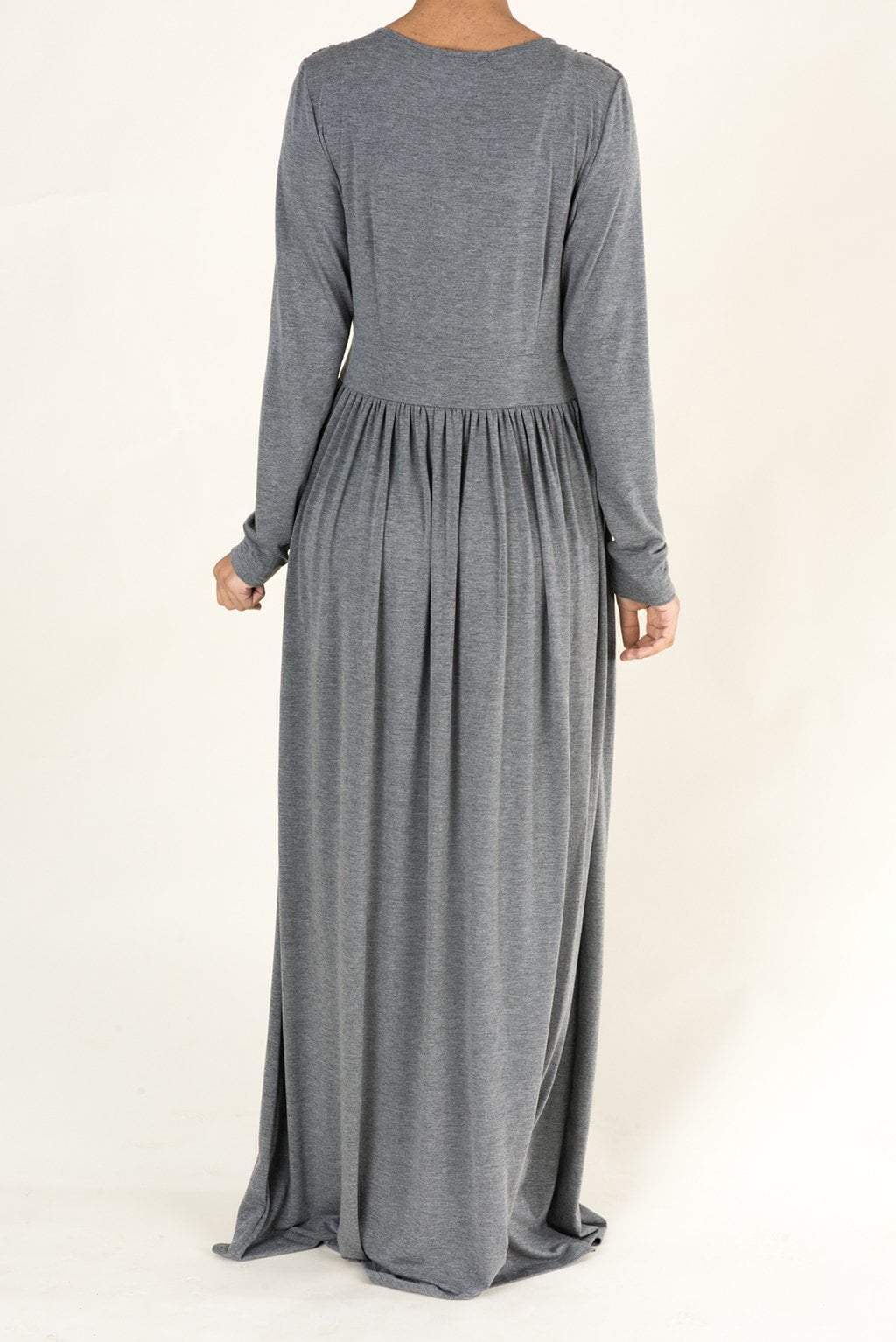Gray V-Neck Jersey Maxi Dress Kabayare