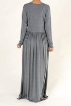 Gray V-Neck Jersey Maxi Dress Kabayare