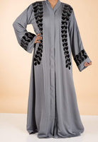 Gray velvet burnout Kimono Abaya Kabayare