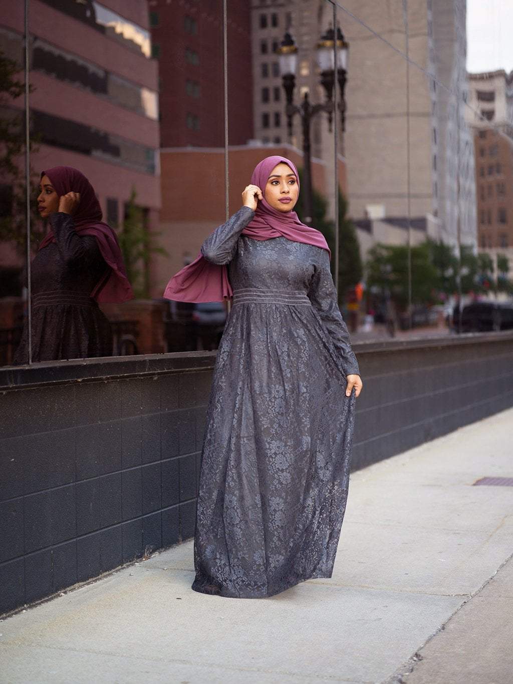Gray Wanderlust Lace maxi dress Kabayare