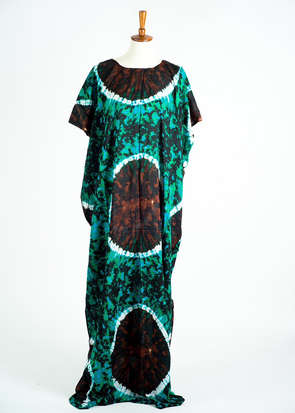 Green and brown dye-tie bati dress Kabayare