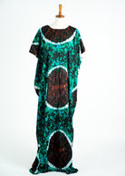 Green and brown dye-tie bati dress Kabayare