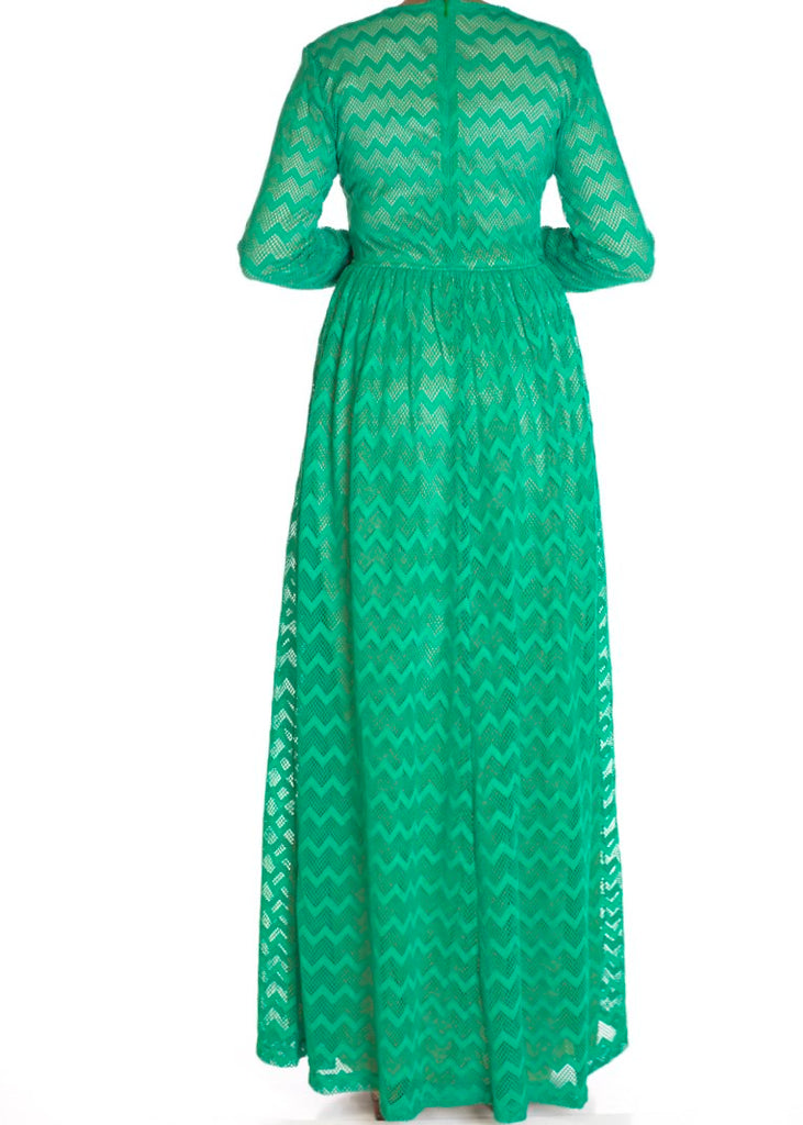 Green Chevron Lace dress Kabayare