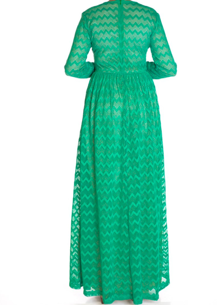 Green Chevron Lace dress Kabayare