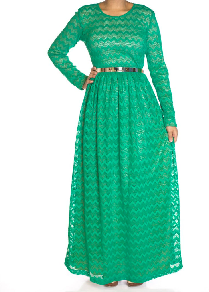 Green Chevron Lace dress Kabayare