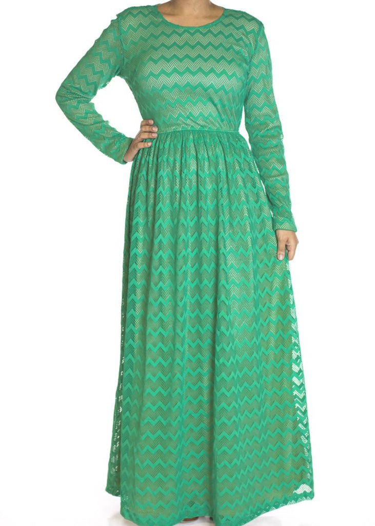 Green Chevron Lace dress Kabayare