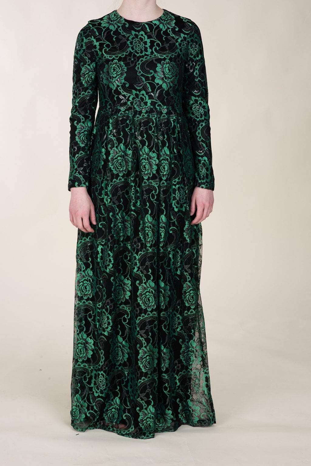 Green Floral Lace Dress Kabayare