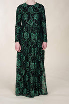 Green Floral Lace Dress Kabayare