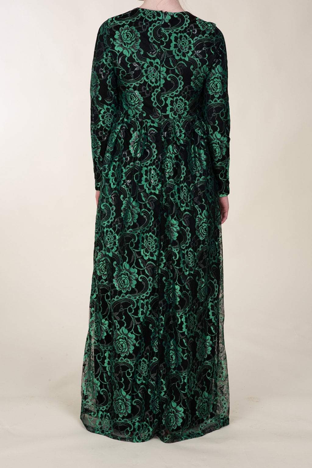Green Floral Lace Dress Kabayare