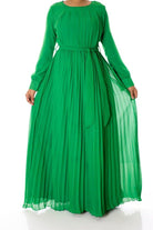 Green French Pleats Maxi Dress Kabayare