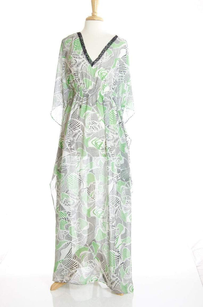 Green Moire Maxi Dress Kabayare