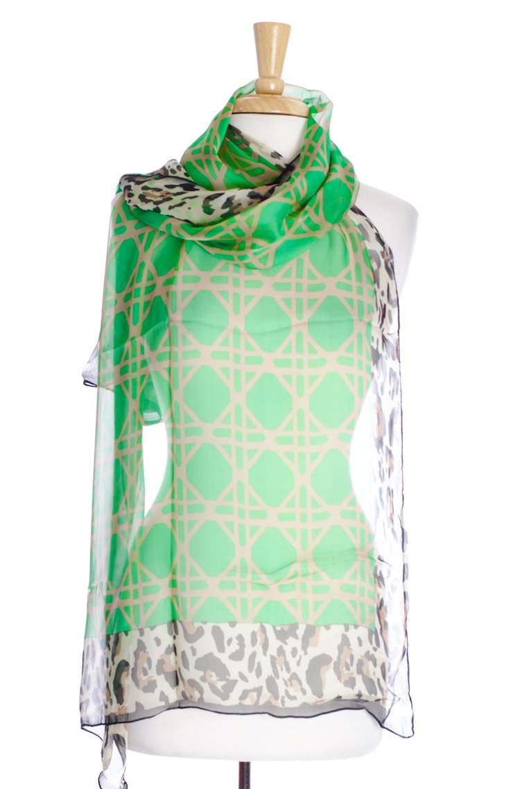 Green Moroccan Print Scarf Kabayare