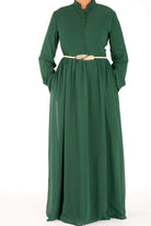 Green Noble Button Maxi Dress Kabayare