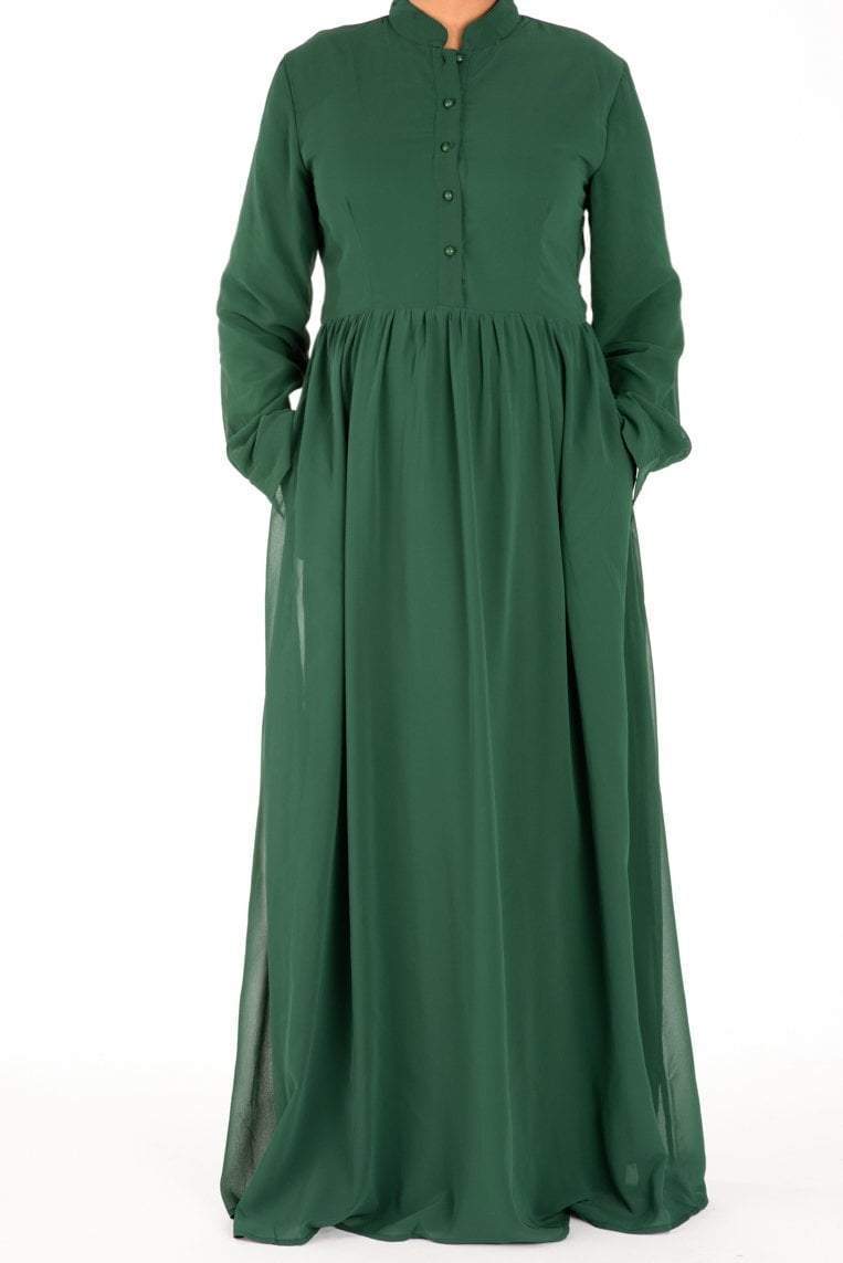 Green Noble Button Maxi Dress Kabayare