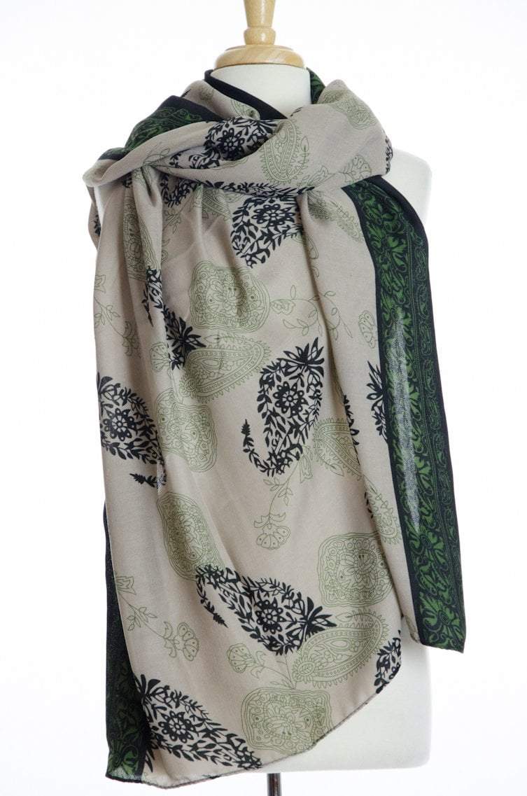 Green Paisley Print Scarf Kabayare