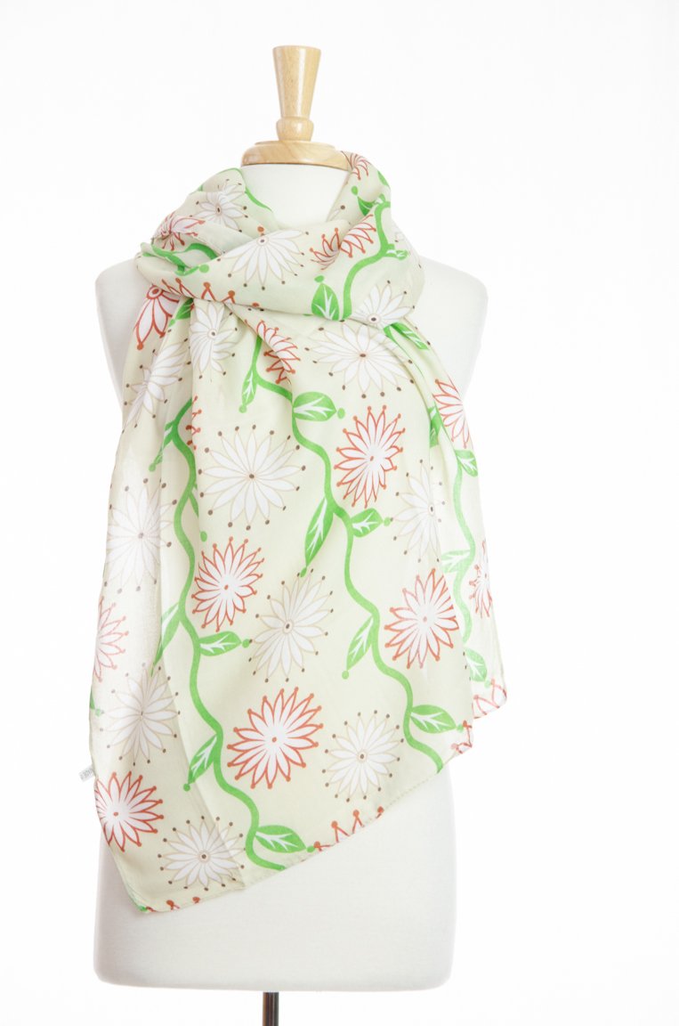 Green Sun-Floral Scarf Kabayare
