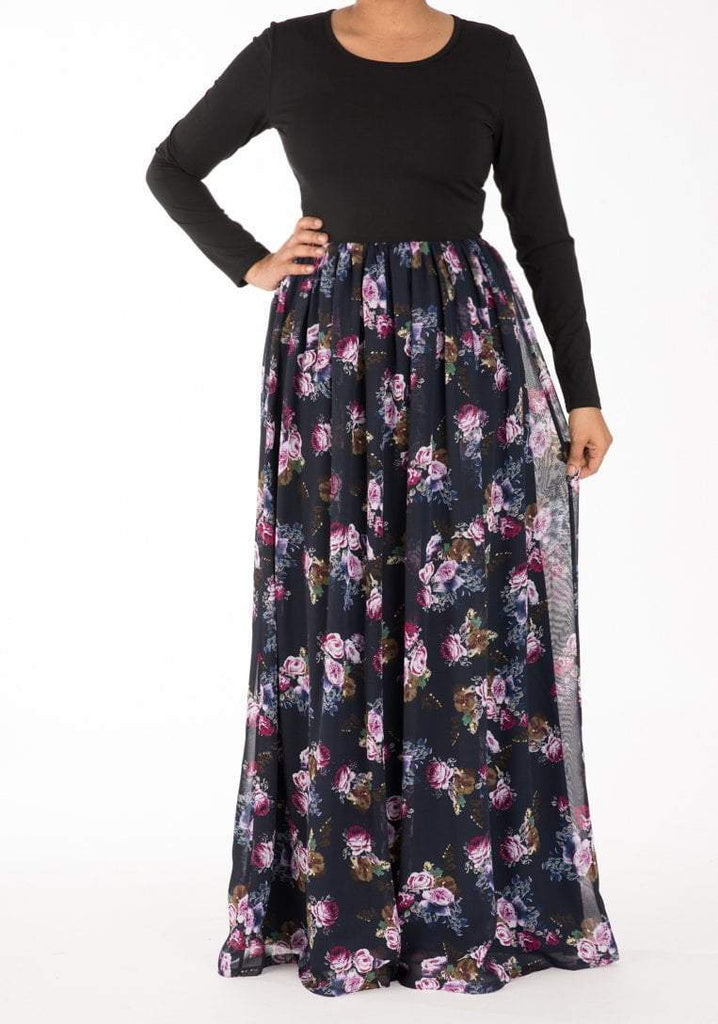 half chiffon print maxi dress Kabayare