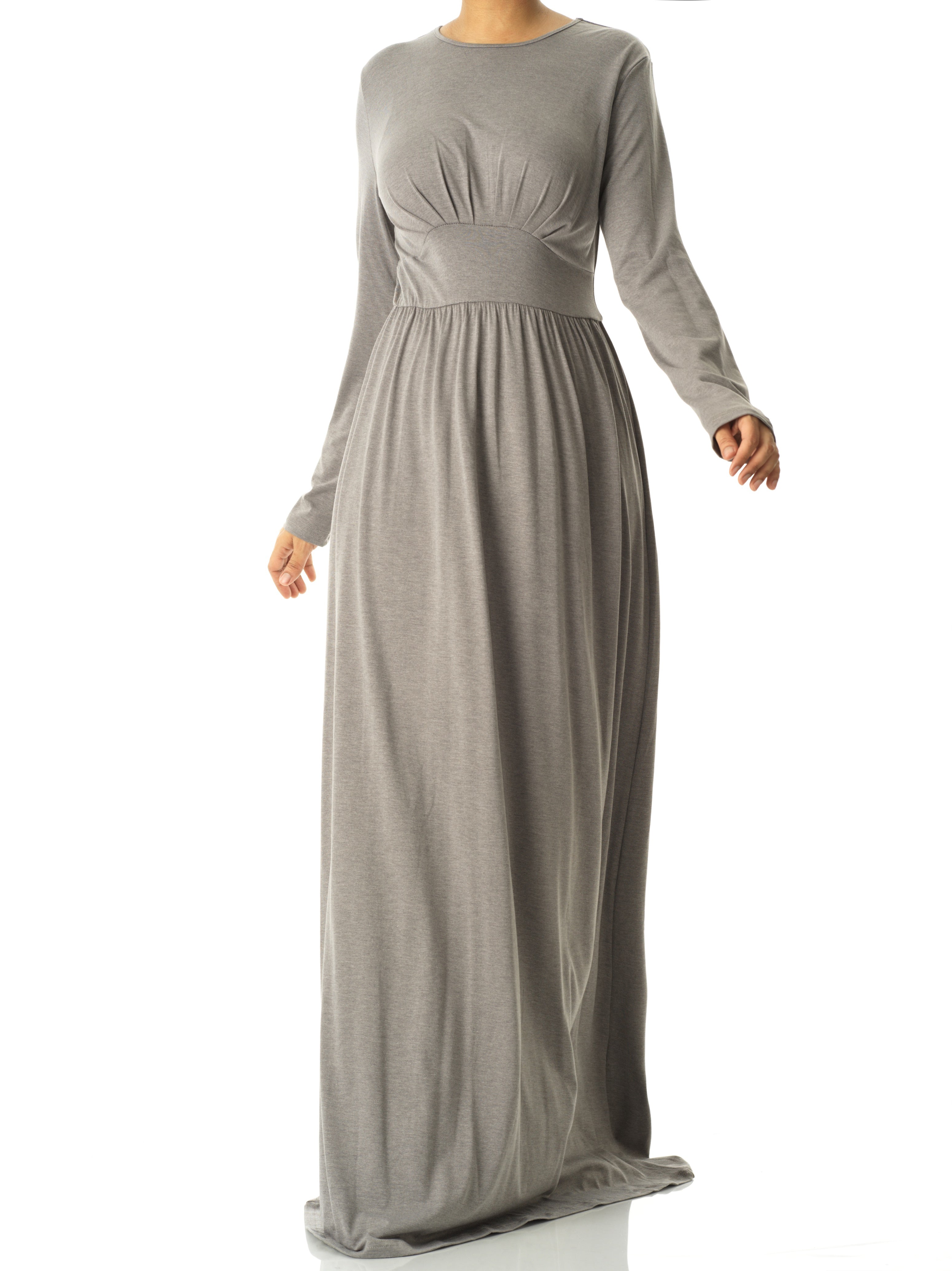Heather Gray Solid Jersey maxi dress Kabayare