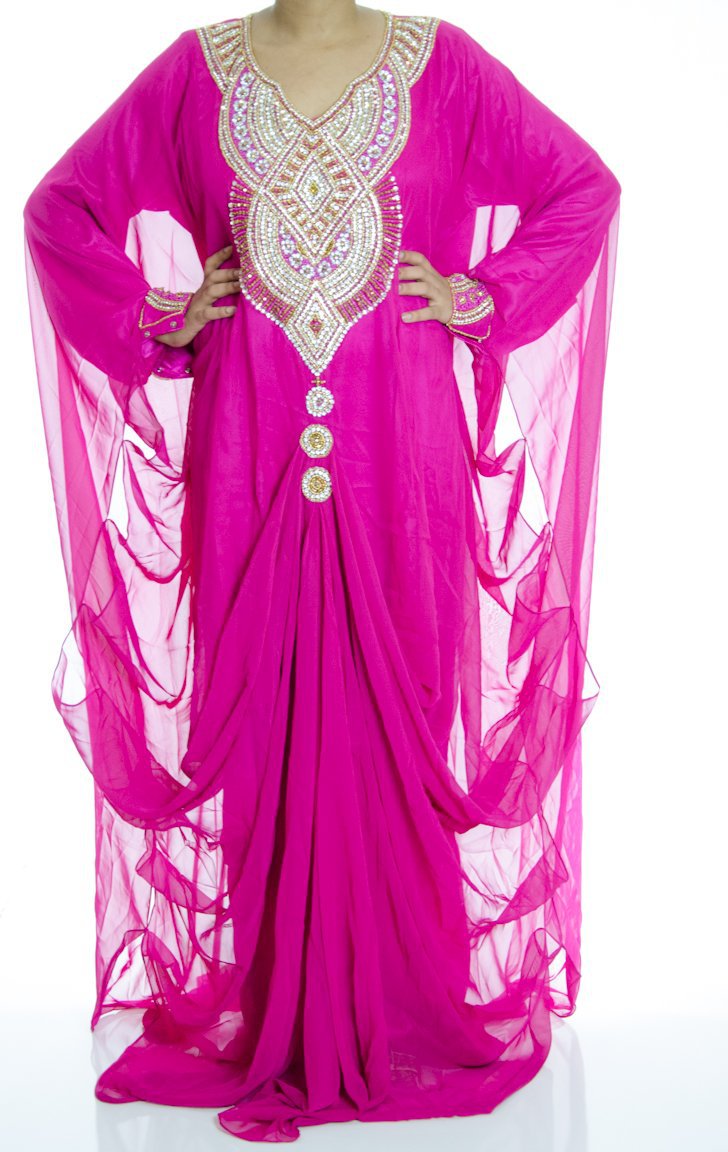 Hot Pink Swarovski Kaftan Kabayare