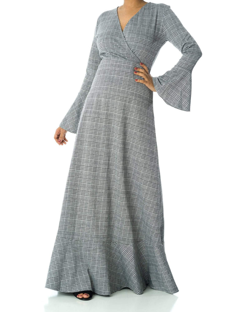 Houndstooth print maxi dress Kabayare