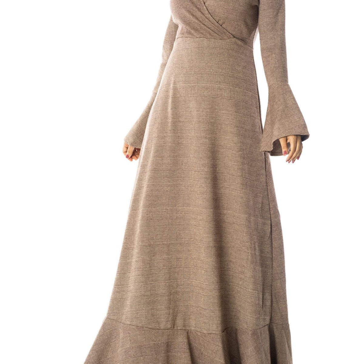 houndstooth maxi dress Black Houndstooth Modest Maxi Dress B