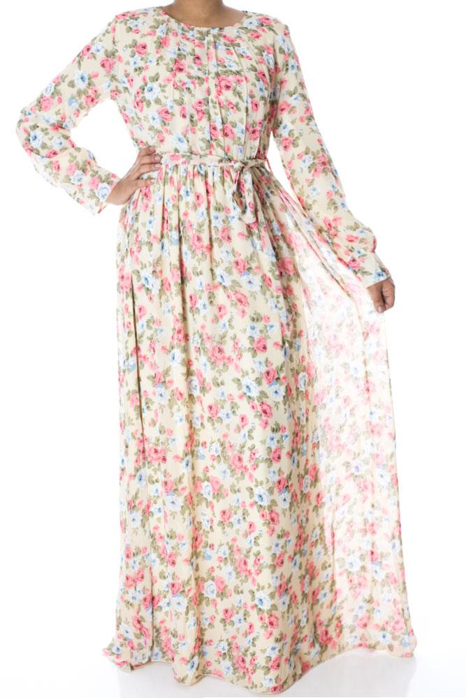 Ivory boquete Floral Maxi Dress Kabayare