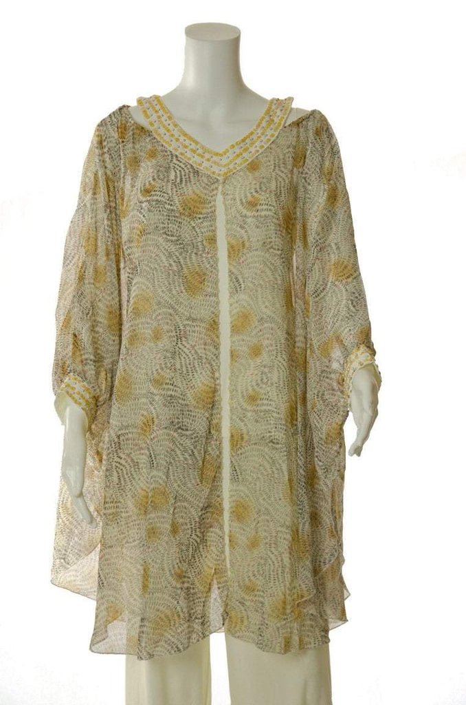 Ivory ChiffonTunic Set Kabayare