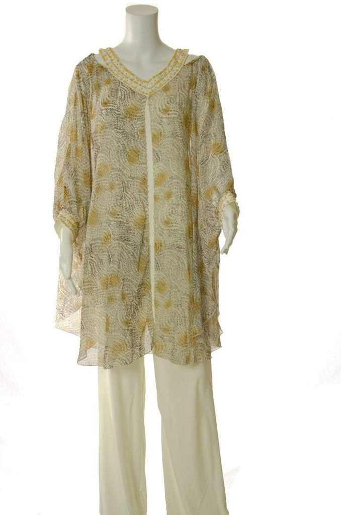 Ivory ChiffonTunic Set Kabayare