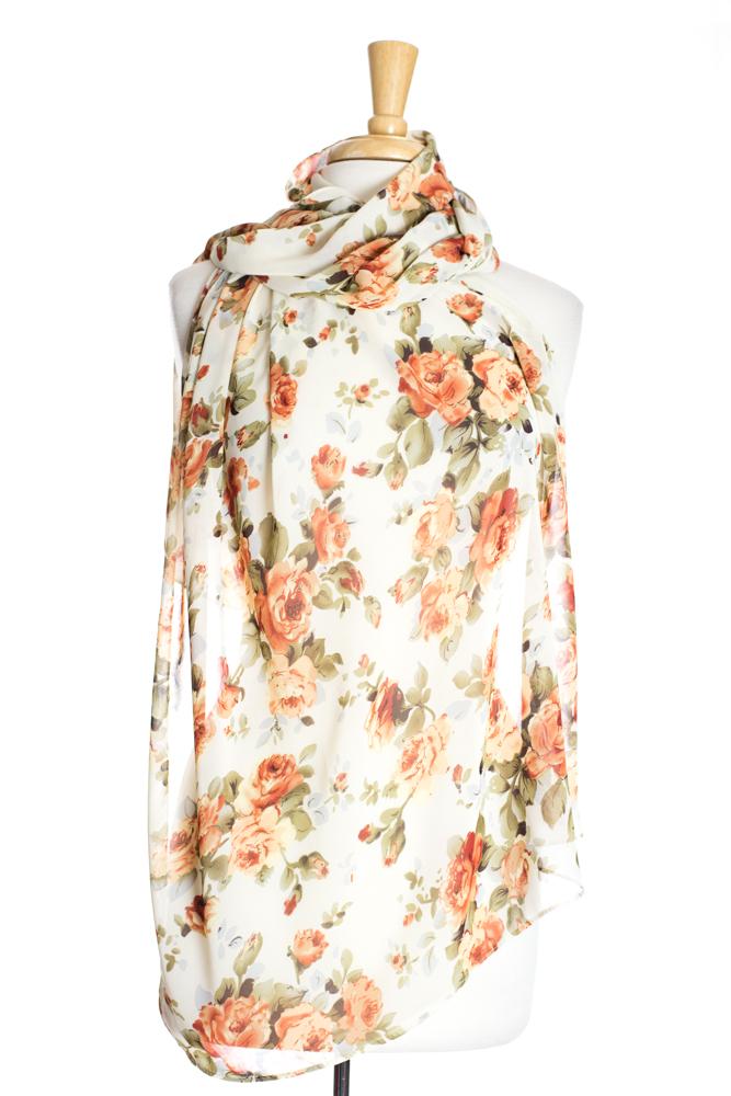 Ivory Floral Romance Hijab Kabayare