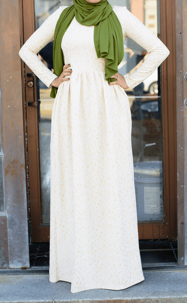 Ivory gold flakes Maxi dress Kabayare