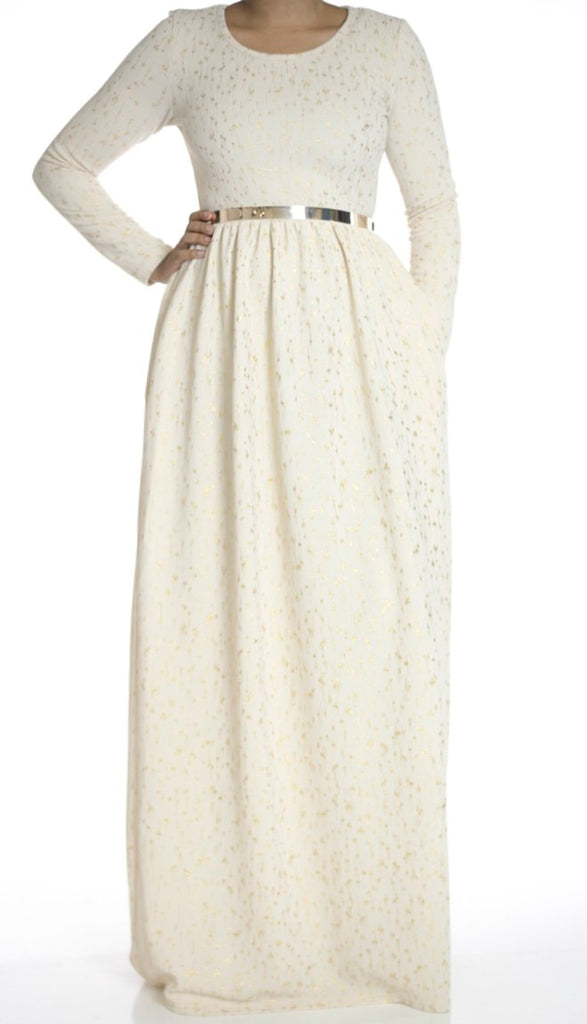 Ivory gold flakes Maxi dress Kabayare