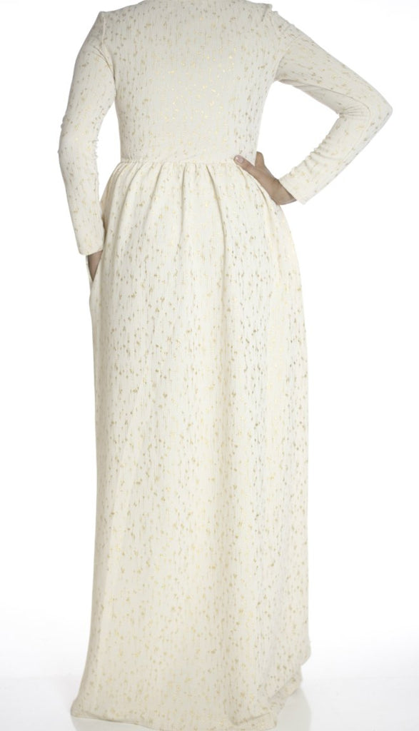 Ivory gold flakes Maxi dress Kabayare